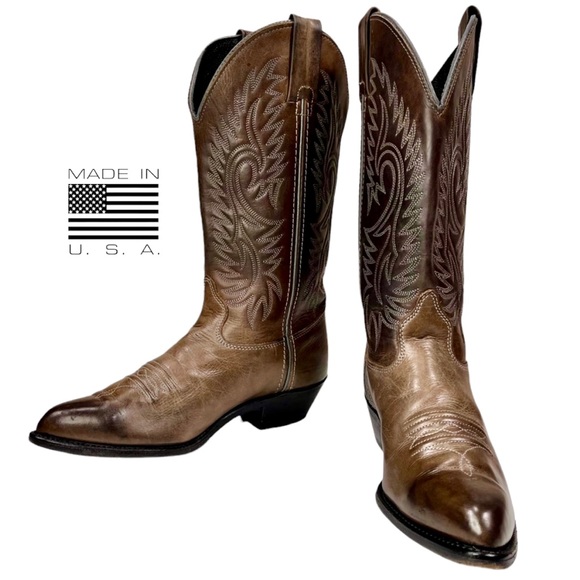 Imperial Shoes - SOLD Imperial Gray Brown Leather Western Boot Made In USA Women 6 1/2 M